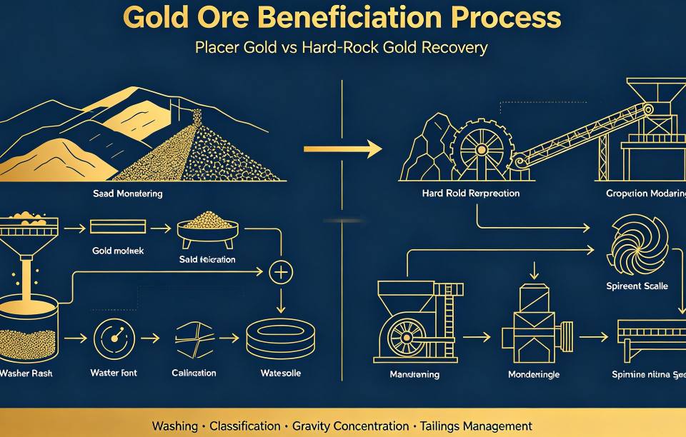 Gold Ore Beneficiation Process|Placer & Hard‑Rock Gold Recovery Basics